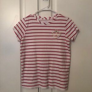 Vineyard Vines Girl's red and white stripe anchor tee. Size L (14)